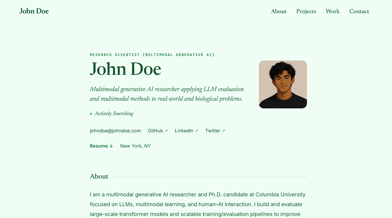 Minimal portfolio template